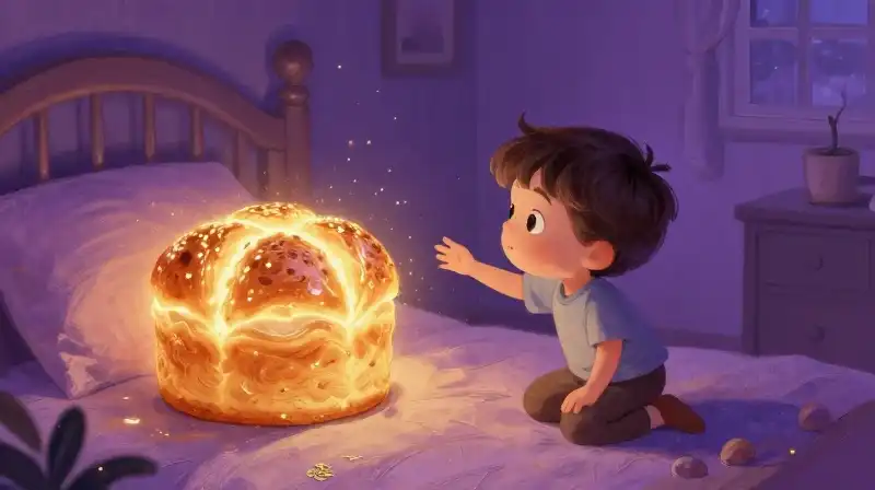 Child determined to catch an Easter Bunny in cozy magical setting
