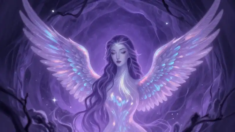 Whimsical siren singing in magical purple cove