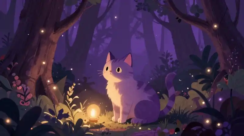 Clever cat strategy in magical storybook setting