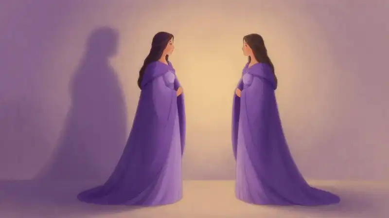 Sisters rejecting a figure based on appearance, fairy tale scene