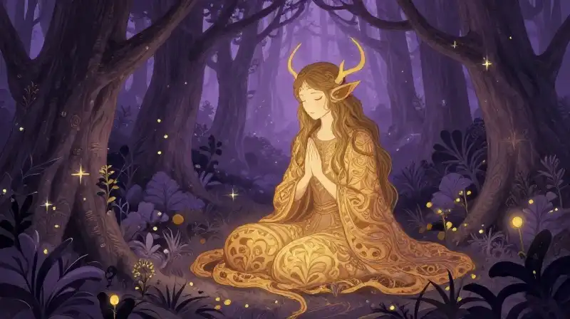 Creature archetype representing natures balance in a whimsical storybook scene