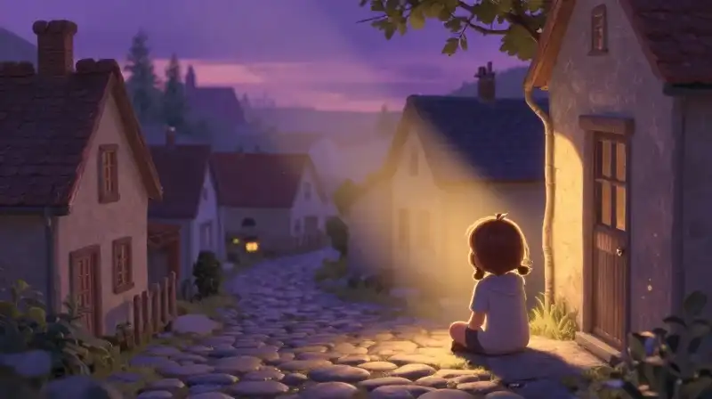 child grateful for small morning light