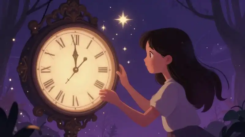 Magical transformation at midnight in a purple enchanted setting
