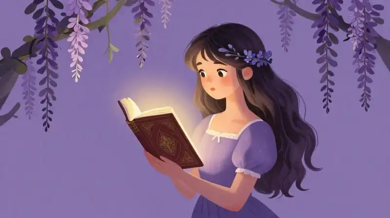 Camille facing her inheritance in a magical purple-toned garden