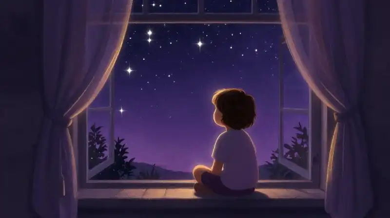 Child gazing at stars, exploring wonder and curiosity