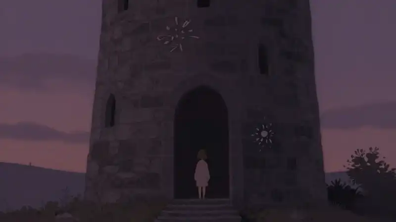 Fairytale scene of a girl trapped in a dark tower