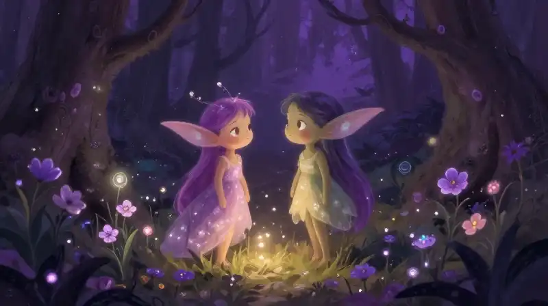 Whimsical sprite embodying the conditional nature of mythical folk