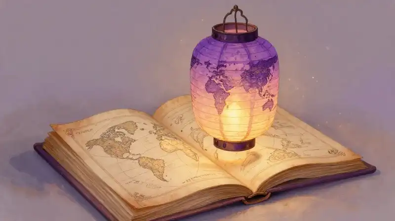 Childrens storybook illustration of exotic global wonder and magic