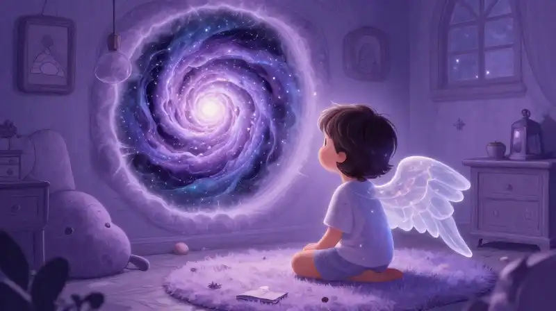 Child viewing dreams and internal fears in a cozy fantasy world