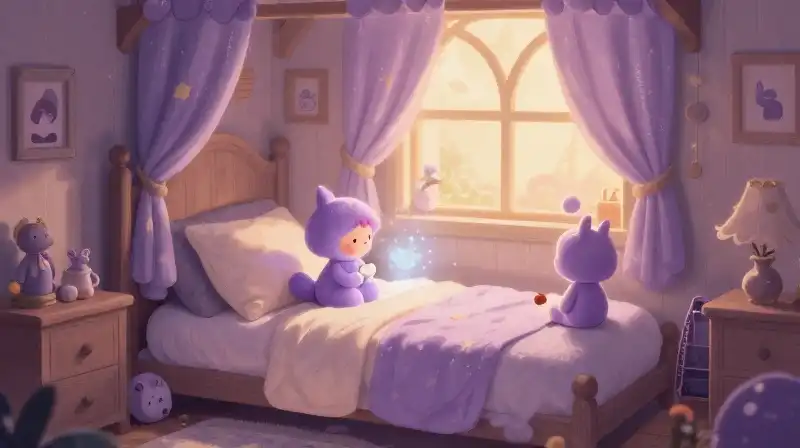 Gentle bedtime story for young child in a magical nursery