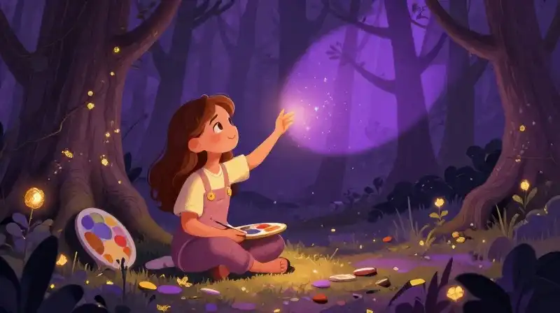 A girl uses cleverness to triumph over a magic shadow in a whimsical forest