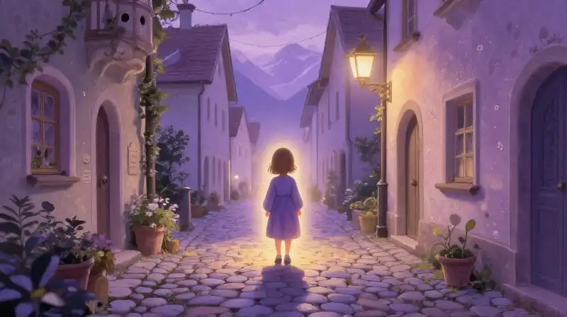 Child learning obedience in whimsical German fairytale illustration