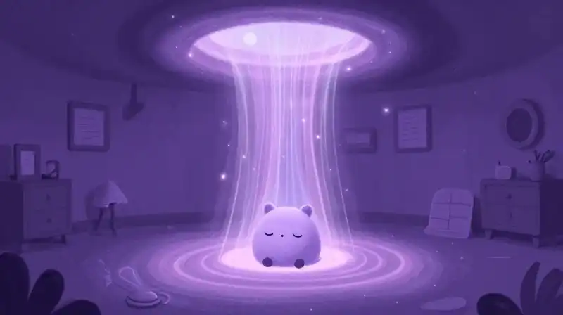 Cozy storybook scene illustrating soothing bedtime routine mechanics