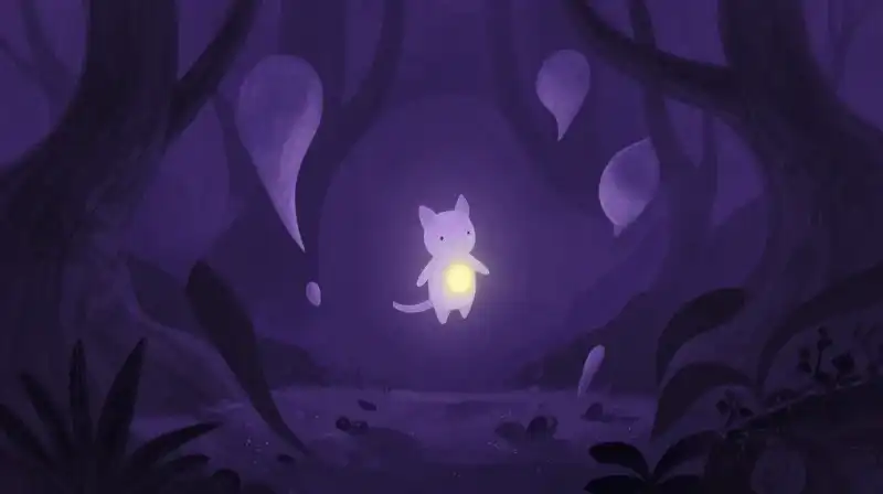 Soft violet night scene symbolizing letting go and quiet silence