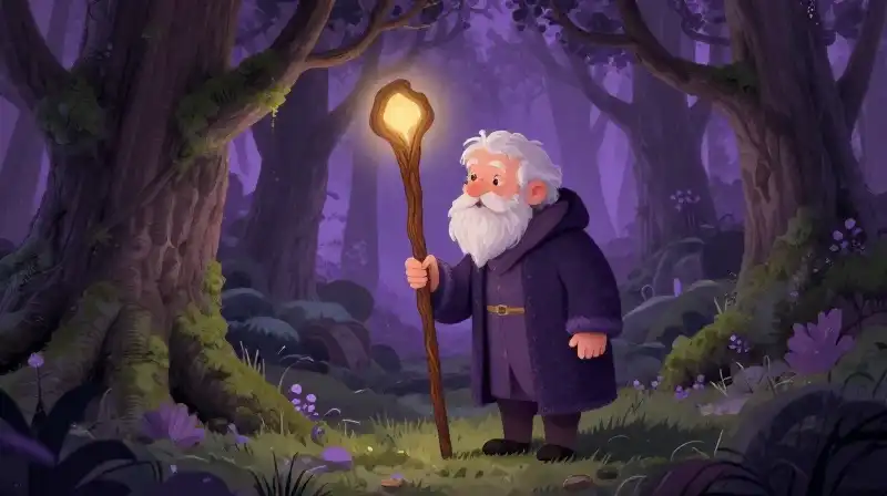 Storyteller amongst ancient trees in magical Irish woods