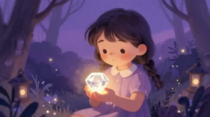 Whimsical character discovering intrinsic worth in a flawed gem