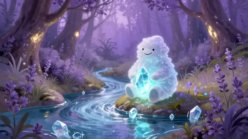Whimsical illustration of a spirit protecting the magical river
