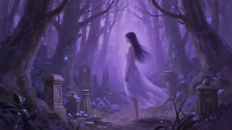 Fairy tale meets sci-fi blend in whimsical purple storybook illustration