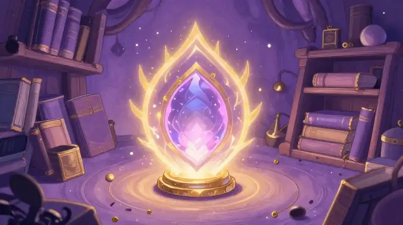 Glowing mystical object in whimsical purple enchanted setting