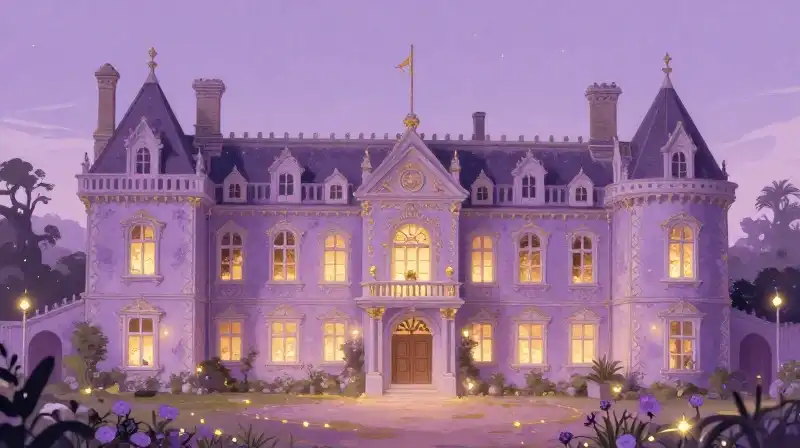 Whimsical storybook manor blending historical architecture with magic