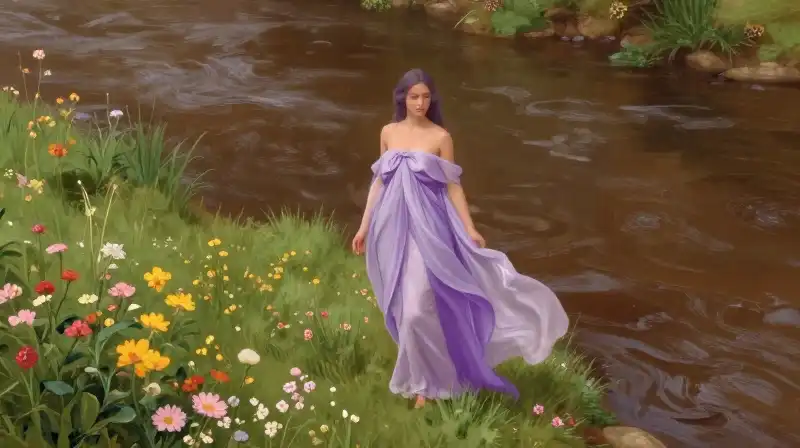 Friendly water spirit guardian embracing natures contrasting beauty