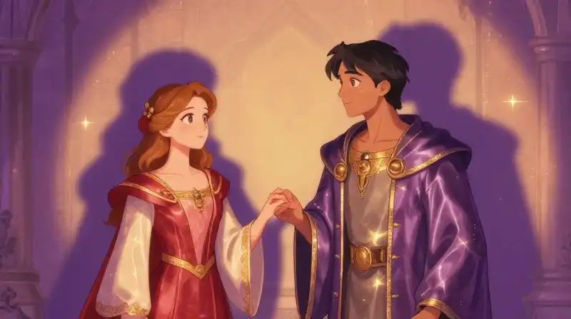 Two characters in dramatic magical purple setting representing consequence
