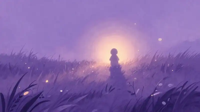 A child facing a shimmering, unseen psychological threat