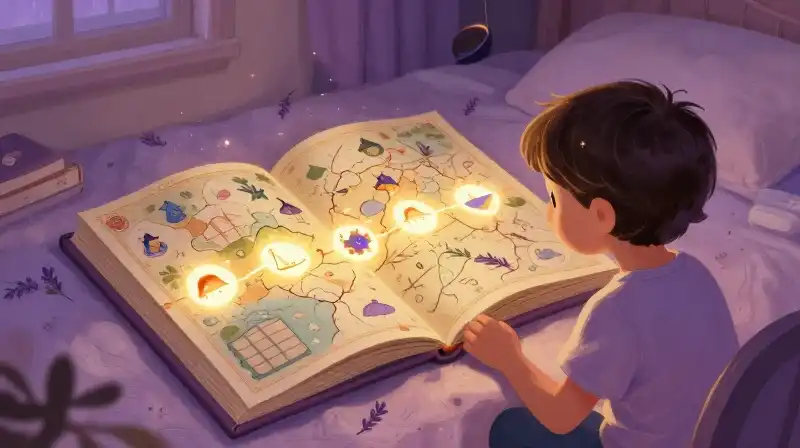 child following a visual roadmap for a calm bedtime routine