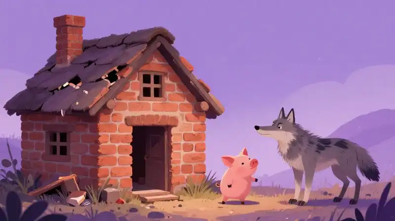 Diligent pigs solid home protects against impulsive wolf